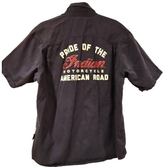 Indian Motorcycle Shirt Men L Gray Red Graphic Biker Moto Casual Utility Field - Picture 2 of 14